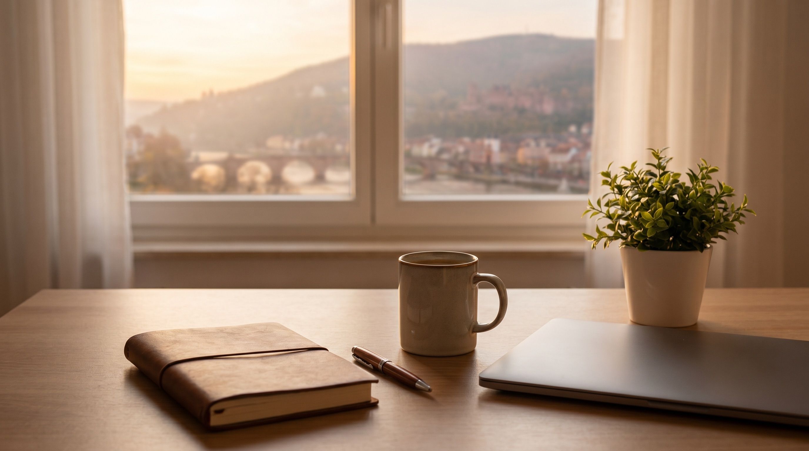Arbeitsplatz mit Blick auf Heidelberg